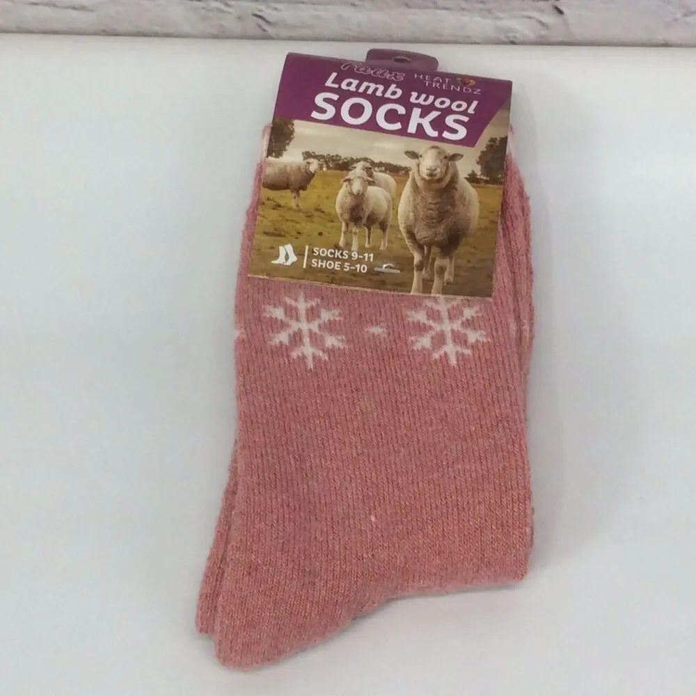 Heat Trendz Women's Socks Wool Blend Size 9-11 Dark Pink & Gray 2 Pair Hiking